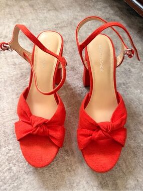 Marc Fisher Red Orange Knot Block Heel Sandals